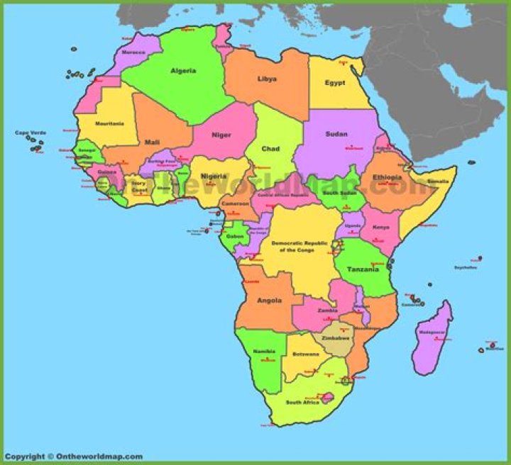 Africa Countries And Capital City Map - Locations At A Glance