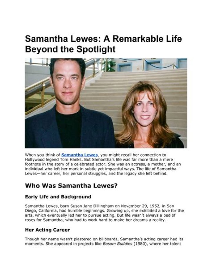 Remembering The Life Of Samantha Lewes
